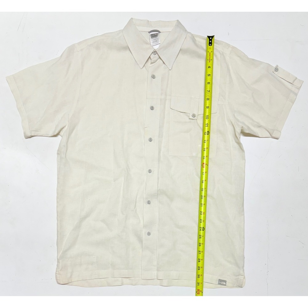 The North Face Mens Hemp Blend Button Down Short Sleeve Shirt Beige XL/TG
